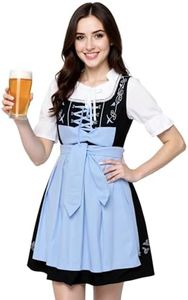 3 Pieces Women Oktoberfest Outfits Dirndl Dresses Traditional Beer Carnival Costume for Women German Bavarian Oktoberfest XX-Large Blue