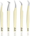 SIVOTE Eyelash Extension Tweezers for Classic & Volume Lashes, 5-Pack, Vanilla