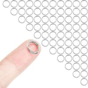 HOLAILS 100PCS Small Double Open Jump Rings Stainless Steel small key rings for Dog ID Tag Ring or Craft Decoration connecting accessories to a larger keyring Functional Connection (0.39 inch, Silver)