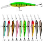 Fishing Lures Hard Baits Minnow Lures Bass Crankbait - 10pcs Deep Diving Swimbait with Strong Treble Hook 3D Lifelike Eyes for Bass Trout Walleye Catfish Bluegill Perch
