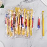 Disposable Toothbrushes with Toothpaste Pack of 100,Yellow Hollow Disposable Travel Toothbrush Kit with 10g Toothpaste Bulk Toothbrushes Individually Wrapped for Homeless,Nursing Home,Hotel,Charity