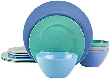 Gibson Home Melamine Dinnerware Set, Service for Four (12pcs), Blue (Brist)