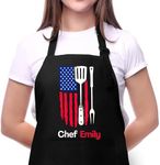 Personalized Chef Apron USA Flag Kitchen Design for Men & Women with Custom Name - Custom Adult Aprons - Perfect Kitchen Cooking Accessory and Chef's Gift for Mother's Day, Father's Day, and Holidays