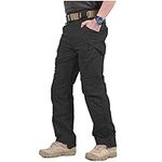 CARWORNIC Gear Men's Tactical Military Cargo Pants SWAT Stretch Cotton Outdoor Hiking Airsoft Trousers with Multi-Function Pockets Black