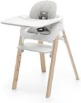 Stokke Steps Complete - Natural Legs, White Seat & Grey Cushion - 5-in-1 Seat System - Includes Baby Set, Tray & Cushion - For Babies 6-36 Months - Chair Holds Up to 187 lbs - Tool Free & Adjustable