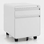 Dripex 2-Drawer Mobile File Cabinet, Lockable Rolling Metal Filling Cabinet with Hanging File Frame for A4/Letter/Legal, Anti-tilt Design Home Office Fully Assembled except Casters, White