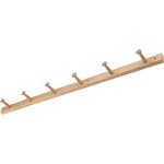 iDesign Basic Coat Hook Rack, Compact Scarf Hanger Ideal for Coats, Dog Leads and Hang Bags, Wood, Natural, 6 Hooks