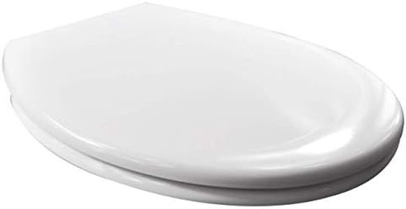 WOLTU Copriwater Sedile WC Universale/Chiusura Ammortizzata/Soft Close Toilet Seat Bagno in Plasta Antibatterico Cerniera in Acciaio Inossidabile Carico 150kg Bianco 2327