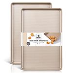 HONGBAKE 2 Pack Jelly Roll Pan 15x10, Commercial Cookie Sheets for Baking with Diamond Texture Surface, 57% Thicker Carbon Steel Baking Sheet for Oven, Nonstick Cooking Tray