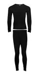 Heat Stoke®️ Men's Thermal Long Sleeves T-Shirt Long Johns Trouser Warm Base layer Black Charcoal S,M,L,XL,XXL (SINGAL SET BLACK, L)