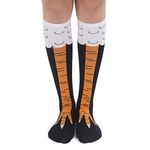 Chicken Legs Socks Knee High Socks Chicken Feet Thigh High Stockings Novelty Funny Socks for Women(under the knee)