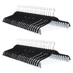 Amazon Basics Velvet, Non-Slip Skirt Clothes Hangers with Clips, Black - Pack of 50