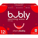 bubly Sparkling Water cherrybubly, 355 mL Cans, 12 Pack, Packaging may slightly vary