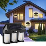 Gesto Solar Wall Light with Motion Sensor Outdoor | IP65 Waterproof Solar LED Light | Auto Day Off & Night On | 3 Lighting Modes | Decorative & Security Wall Lamp for Home, Patio, Yard,Fence & Stairs