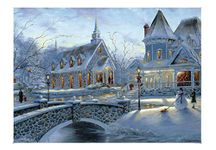 EACHHAHA Winter Jigsaw Puzzle Romantic town for Adults(Large 70x50cm/27.5x19.7in) -Puzzles 1000 Pieces Cardboard Puzzles- Relax Puzzles Games-Brain Teaser Puzzle