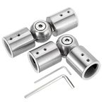 Sumnacon 2Pcs Adjustable Curtain Rods Corner Connector, Stainless Steel Window Hinged Elbow Connector with Accessories Sturdy Curtain Rod Corner Elbow Connector for 1 Inch Bay Window Blind, Silver