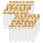 LEXININ 60 PCS 40ml Clear Test Tubes, Clear Plastic Test Tubes with Gold Screw Caps, Plastic Tubes for Craft Wedding Decor