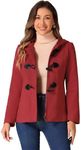 Allegra K Women's Casual Winter Outwear Hooded Button Toggle Pea Coat Red Medium