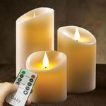 Da by Flameless Candles 10cm,12.5cm,15cm Set of 3 Realistic Dancing LED Flickering Wick for Parties,Home,Public Elegant Events, Battery Powered, 10-Key Re