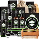 LOKDLAWEN Beard Kit for Men with Beard Wash, Beard Conditioner, Beard Oil, Beard Balm, Brush, Comb, Scissors, Storage Bag, Gifts for Men Dad Husband Boyfriend