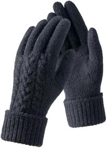 TRENDOUX Winter Gloves for Women Cold Weather Touch Screen Fingers Merino Wool Soft Skin-Friendly Jacquard Thin Knit Glove Black