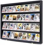 Flybold Sports Card Display Case - Graded Card Display Case for Baseball, Basketball, Football Card - 92% Clear Acrylic Panel with UV Protection, Anti-Theft Gold Locks - Holds 36 Trading Cards - Black