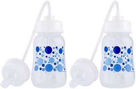 Hands-Free Baby Bottle - Anti-Colic Nursing System 4 oz Baby Bottle with Fast Flow Nipple/Teat 3m+ with Tube Straw Feeding System for Toddler (2 Bottles - Blue)