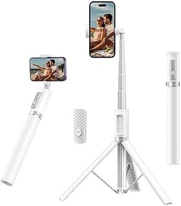 ATUMTEK 55"" Selfie Stick Tripod, All-in-one Extendable Aluminum Phone Tripod with Rechargeable Bluetooth Remote for iPhone, Samsung, Google, LG, Sony and More, Fitting 4.7-7 inch Smartphones, White, ATSS158