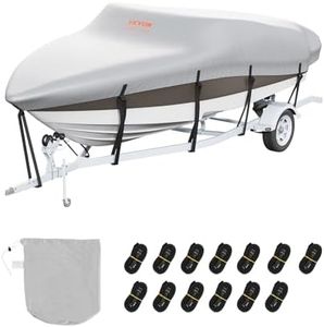 VEVOR Boat Cover 17-19 ft Trailerable Waterproof Boat Cover, 600D Marine Grade PU Oxford Bass Boat Cover, with Motor Cover and Buckle Straps, for V-Hull, Tri-Hull, Fish Ski Boat, Runabout, Grey