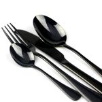 M.T. BROTHERS - Stainless Steel Flatware Set, Tableware Cutlery Set, Utensils for Kitchens, Dishwasher Safe(Fork 1+Knife 1+Salad Spoon 1+Tea Spoon 1) (Black Spoon, 4)