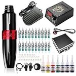 Stigma Tattoo Machine Kit Professional Rotary Pen with 20Pcs Cartridges Needles Digital Display Power Supply Tattoo Kit with Aluminum Alloy Box for Beginners and Tattoo Artists EM122KIT02BP142-1