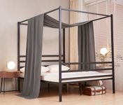 Akiky Linen Canopy Bed Curtains for