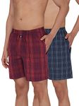 XYXX Men's Super Combed Cotton Checkmate Boxer Shorts Elasticated Waist, Drawstring | Loungewear for Men Pack of 2 (L; Red & Blue Checks + Blue & Green Checks)