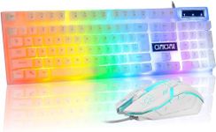 CHONCHOW LED Keyboard and Mouse Combination RGB Rainbow Backlit Game Keyboard and Mouse Set 3200 DPI 6-Key Compatible with PS4/PS5 PC iMac