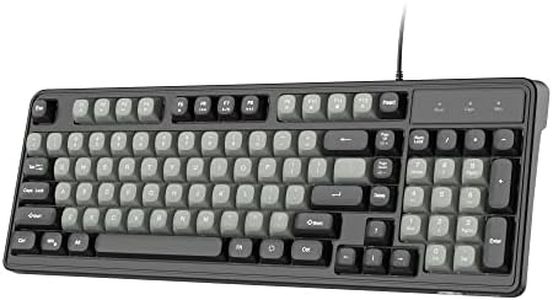 Camiysn Gaming Keyboard, 98 Keys Wired Quiet Gaming Keyboard with Ergonomic Keycaps Colorful Backlit, Multimedia Keys, Anti-Ghosting Keyboard for PC/Laptop, Black & Grey