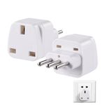 UK To Italy Plug Adapter, 2 PCS Travel Plug Adapter UK to Italy UK to Italian Converter for Italy, Chile, Vatican City, Uruguay, Syria, San Marino and more Type L Plug (White)