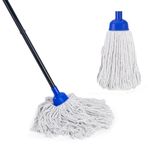 Cotton String Wet Mop Floor Cleaning 125cm Metal Mop Handle and 2 Pcs Microfiber Cotton Mop Replacement Head Refill,Cleaning Home,Kitchen,Office,Garage and Concrete/Tile Floor