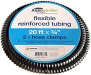 Aquagarden Flexible Reinforced Pond Tubing, 20ft x 3/4” Internal Diameter, Smooth-bore PVC Pond Tubing, Includes 2 stainless steel Hose Clamps, Corrugated, Tough and Strong Tubing,