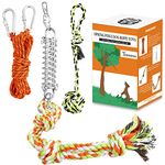 Spring Pole Dog Rope Toys: Dog Rope Pull & Tug of War Toy with a Big Spring Pole Kit & 2 Strong Dog Rope Toys & 16ft Rope - Muscle Builder Interactive Dog Toy for Pitbull Medium to Large Dog