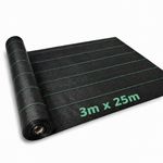 ANSIO Heavy Duty Weed Membrane 3m x 25m – Garden Weed Control Fabric, UV Stabilised Ground Cover, Breathable Landscape Fabric for Patios, Flower Beds, Driveways & Landscaping