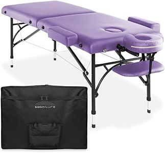 Saloniture Professional Portable Lightweight Bi-Fold Massage Table with Aluminum Legs - Includes Headrest, Face Cradle, Armrests and Carrying Case - Lavender