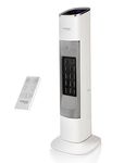 Electric Heater Energy Efficient – Heaters for Home Low Energy Silent – Portable Halogen Tower Fan Heater – Touch Screen, White & Silver 2000W Heater Fan with Tip-Over Safety Setting – by Nuovva