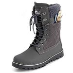 Polar Womens Memory Foam Outside Pocket Inside Zip Thermal Waterproof Deep Tread Rubber Sole Snow Boots - Grey/Grey Shearling - UK3/EU36 - YC0619