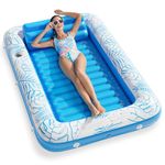 Inflatable Tanning Pool Lounger Float - Jasonwell 4 in 1 Sun Tan Tub Sunbathing Pool Lounge Raft Floatie Toys Water Filled Tanning Bed Mat Pad for Adult Blow Up Kiddie Pool Kids Ball Pit Pool (L)