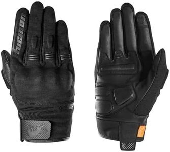 Furygan JET D3O EVO - Men's Motorcycle Gloves - 100% Leather Palm - Comfort - Summer Gloves - Breathable & Light - Compatible Screens - Touch Screen, Black