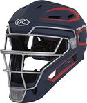 Rawlings | VELO 2.0 Catcher's Helmet | Baseball | Junior (6 1/2" - 7") | Navy/Scarlet