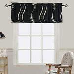 MYRU 1 Panel Foil Print Black and Silver Curtain Valance for Windows (Silver Stripe Valance, 54" W x 18" L)