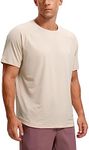 CRZ YOGA Mens Lightweight Athletic T-Shirts Moisture Wicking Running Workout Shirt Short Sleeve Gym Tops White Opal Large