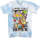 Nickelodeon Mens 90s Cartoon Shirt - Rugrats Hey Arnold Ren & Stimpy Rocko's Modern Life Tie Dye T-Shirt (Light Blue Dye, Medium)