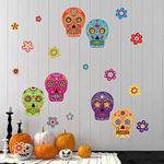 ufengke Colorful Skull Flower Wall Stickers Day Of The Dead DIY Wall Decals for Party Room Decoration